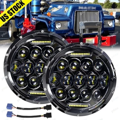 Fit Mack R Series Pair DOT 7''Inch Round LED Headlights Sealed Hi/Lo Beam DRL 2x - Image 1 of 4