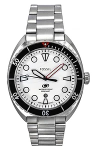 Reloj para hombre Fossil Breaker acero inoxidable esfera blanca cuarzo buceo FS6063 200M - Imagen 1 de 4