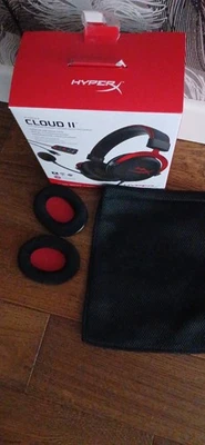 HyperX Cloud II Headset box, new drawstring bag & ear covers Accessories only - Image 1 of 4
