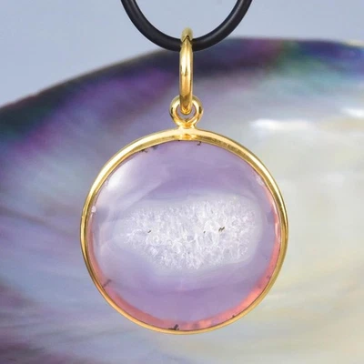 Pendant Purple Chalcedony & Vermeil 18K Gold-plating over Sterling Silver 7.62 g - Image 1 of 4
