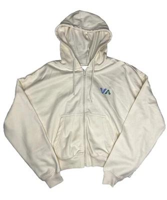 RVCA Cream Long Sleeve Drawstring Classic Full-Zip Hoodie Size Medium Womens - Image 1 of 4