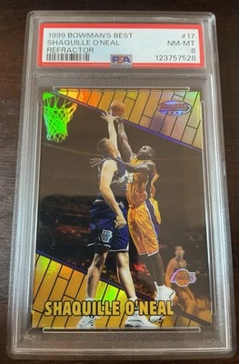 1999 Bowman’s Best Refractor #17 Shaquille O’Neal LA Lakers /400 PSA 8 - Image 1 of 2