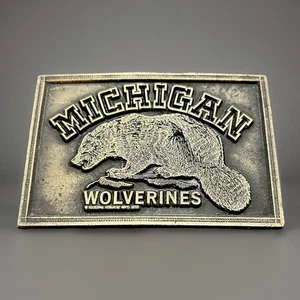 Vintage Michigan Wolverines Bronze 3D Gürtelschnalle Michigan Athletic Dept - Bild 1 von 3