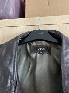 MENS THOMAS NASH LEATHER JACKET BROWN/BURGANDY - Picture 1 of 8