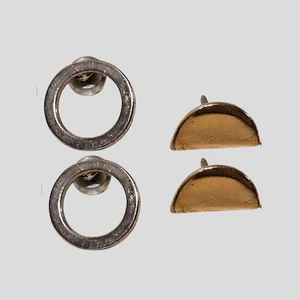 Conjunto de Pendientes Geométricos Modernos de Foxy Tono Plata y Oro Círculo Media Luna Tachuelas - Imagen 1 de 2