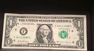 Banconota da 1 dollaro ink bleed through errore circolata ma bella  - Foto 1 di 4