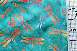 Green purple orange Dragonfly butterfly BATIK cotton quilt fabric  FQ - Picture 1 of 2