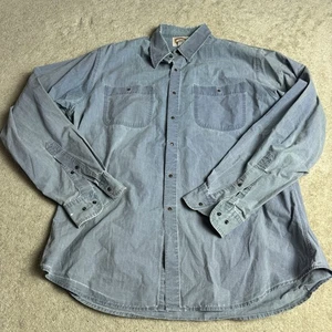 Vintage Banana Republic Mens Distressed Button Up Shirt Large Blue HOLES - Picture 1 of 9