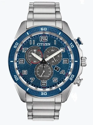 Citizen Men's Brycen Chronograph Eco-Drive Silver Watch 45MM AT2440-51L - Image 1 of 2