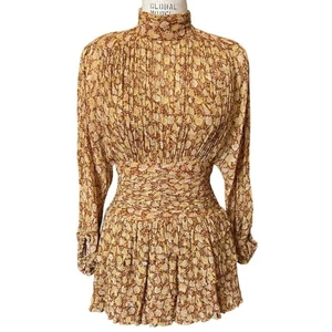 Shona Joy Sunset geblümtes Langarm-Minikleid mit Rüschen Größe 4 - Bild 1 von 11