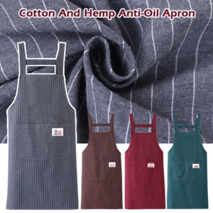 Apron for Women Kitchen Cooking Oil-resistant Striped Apron Cotton Cross Back - Bild 1 von 15