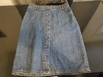 Falda Kim Rogers Mujer 10 Azul Denim Botón Bolsillos Frontales Lavado Medio Años 90 Foto 1 de 4