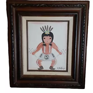 Wüste Südwesten Acryl Gemälde signiert N DeGrazia geschnitzt Holzrahmen Leinen Passepartout - Bild 1 von 13