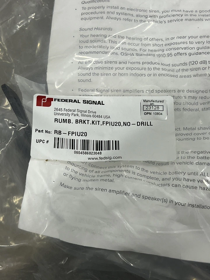 Federal Signal Ford PI Utility Rumber Mount RB-FPIU20