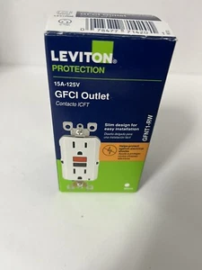 Leviton 15A 125V GFCI Outlet Slim Design - White - GFNT1-RW - Picture 1 of 3