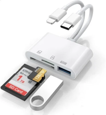 3 in 1 SD Card Reader Lightning USB C Type C To SD TF Card Reader Adapter Memory - Image 1 of 4