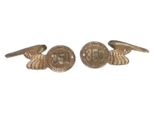 Pair Made Like Gun Goes Like Bullet 350cc Brass Made Tool Box Badges S2u - Bild 1 von 3
