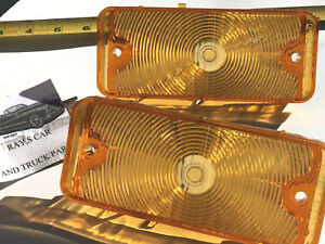 NEW REPLACEMENT SET 1967 TO 1968 CHEVROLET TRUCK SUBURBAN AMBER PARK LIGHT LENS