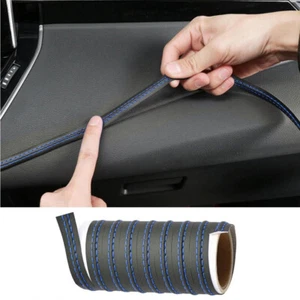 PU Leather Strip Mouldings Line Car Dashboard Door Decor Stickers Accessories 2M - Picture 1 of 5