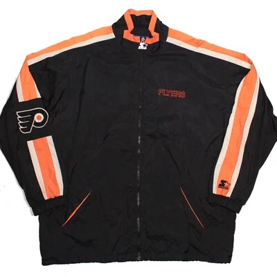 Philadelphia Flyers Vintage Starter Jacket size XXL Black Full Zip Spring Nylon - Image 1 of 4