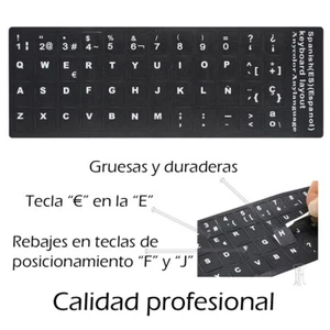 Desde Madrid Pegatina negra profesional para cambio idioma español a teclado ... - Imagen 1 de 5