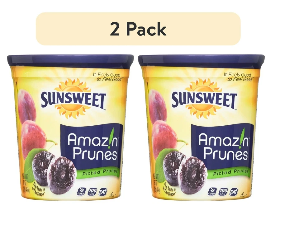 2x 16 Oz Sunsweet Amazin Prunes Pitted