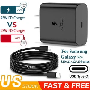 45W Super USB-C Fast Phone Charger USB-C Cable For Samsung S24 S23 S22 S21 Ultra - Picture 1 of 22