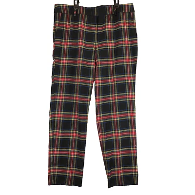Talbots Hampshire Ankle Pants Black Tartan Plaid Women 12 Wool Blend Preppy - Image 1 of 4