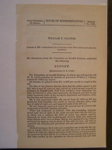 Government Report 1905 William Y Clinton Corporal Co E 89th NY Civil War Pension - Bild 1 von 1