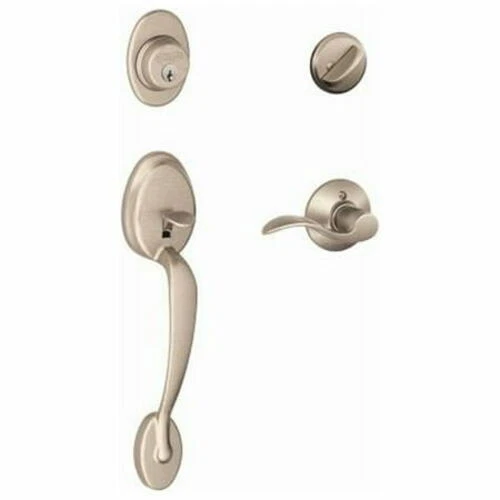 Schlage Plymouth Sating Nickel Front Entry Handleset F60 PLY 619 ACC
