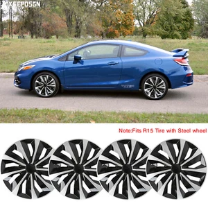 For 2010-2015 Honda Civic 15" Set of 4 Wheel Covers Hubcaps Fits R15 Steel Wheel - Picture 1 of 13