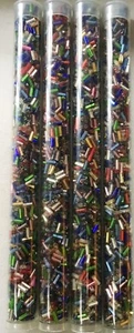 Czech 4mm Glass Inside-Square  Bugle Beads JEWEL TONES Silver-Lined - 98 Grams!  - Picture 1 of 3