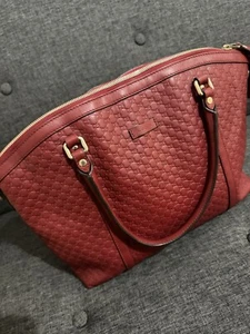 Genuine Gucci BURGUNDY GG EMBOSSED GUCCISSIMA CALFSKIN LEATHER Tote - Picture 1 of 8