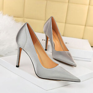 Women's Vintage Stiletto Leather High Heels Sexy Pointed Toe Party Dress Shoes
