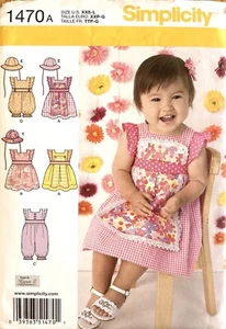 Simplicity 1470 Baby Girl Dress Romper Hat Pattern Size XXS-L Uncut - Picture 1 of 2