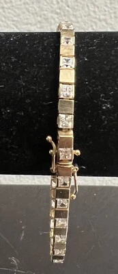 Brazalete de tenis de diamantes para dama 10,9 gramos 14K 4 quilates diamantes corte ceñido 7" Foto 1 de 4