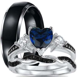 His and Her Wedding Rings Set - Picture 1 of 3