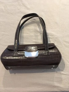 Apt.9 Brown Faux Snakeskin Purse Satchel Handbag with Magnetic Buckle NWOT - Picture 1 of 7