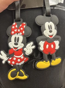 Disney Set of 2 Mickey Mouse & Minnie Mouse 6 inch Bag Tags NWT - Picture 1 of 2