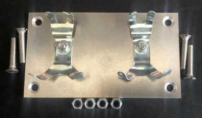 RALLY STOPWATCH CLIPS PERIOD HISTORIC CAR DASHBOARD DOUBLE TIMER MOUNTING PANEL - Image 1 of 4