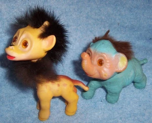 1960s The Loveable Uglies Troll Toys- Elephant+Giraffe, Japan - Picture 1 of 13