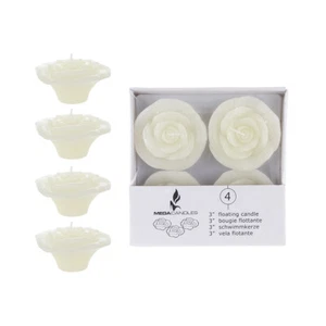 Mega Candles - Unscented 3" Floating Flower Candles - Ivory, Set of 4 - Picture 1 of 3