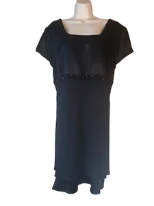 VTG Jessica McClintock Gunne Sax Dress Black Beaded Sequin Plus Size 18W USA - Picture 1 of 7