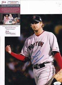DEREK LOWE signed (BOSTON RED SOX) Baseball 8X10 photo JSA COA AM91595