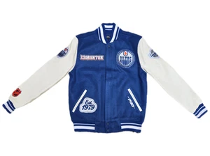 Men's NHL Edmonton Oilers DIY Pick Stitch Rib Wool Varsity Jacket Pro Standard - Picture 1 of 2