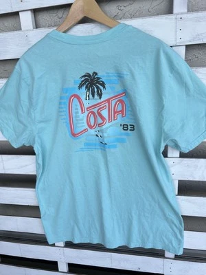 Costa T Shirt Mens XL  Blue Short Sleeve Palm Graphic Casual Outdoor Summer - Image 1 of 4