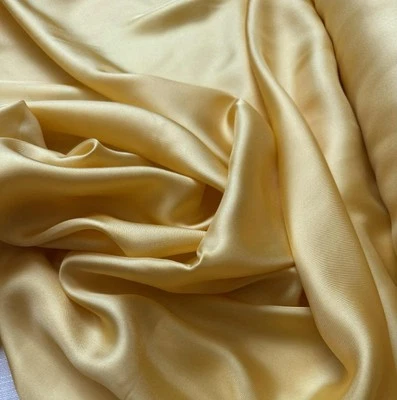 Tecido de sarja amarelo claro Goldenrod 100% seda peso 12mm - Imagem 1 de 3