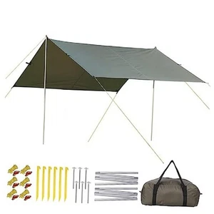 10X9FT Tent Tarp with 2 Aluminum Poles, Waterproof&Lightweight Camping Tarp - Picture 1 of 8