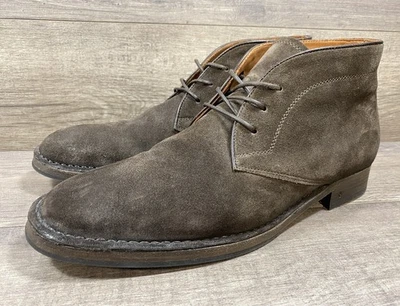Botas Chukka John Varvatos feitas à mão couro marrom camurça masculina tamanho 10,5 D - Imagem 1 de 4