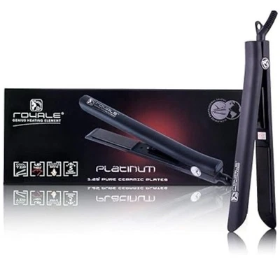 ROYALE Platinum Black 1.25" Pure Ceramic Plates Flat Iron Hair Styler - Image 1 of 2